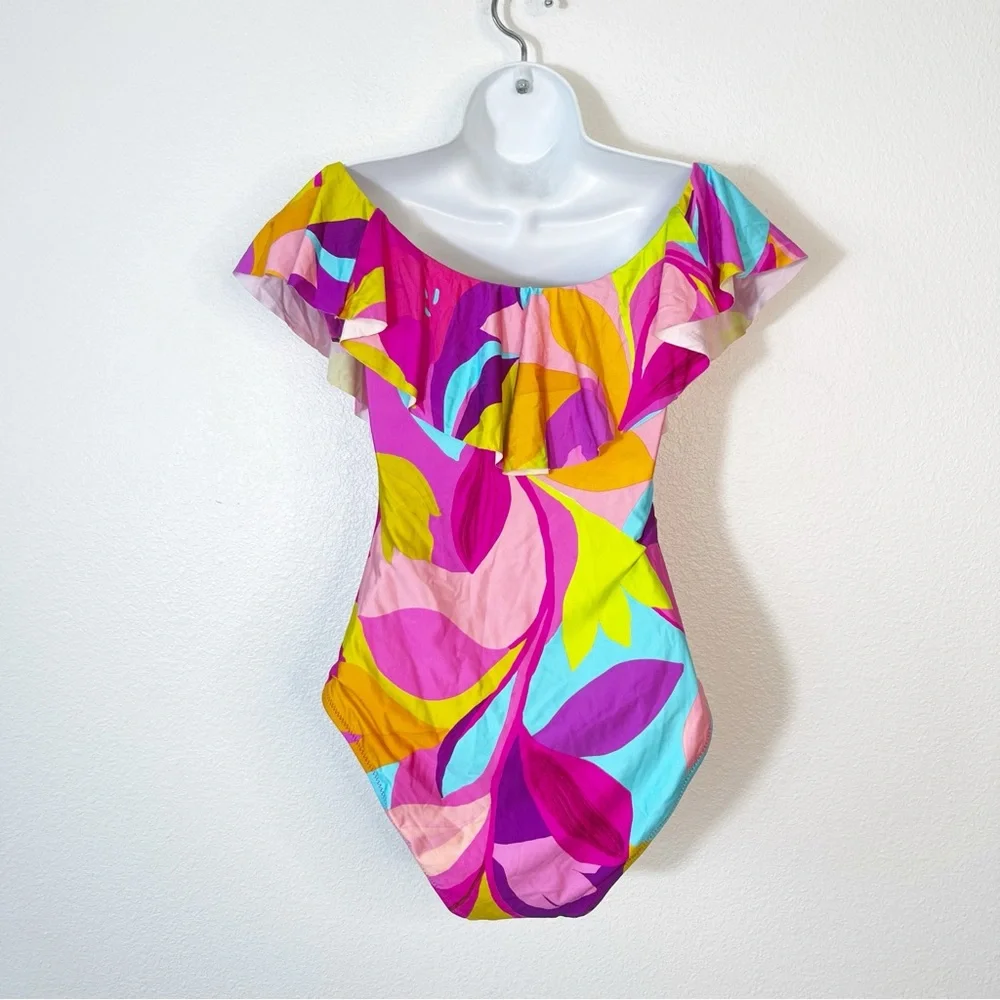 NEW Trina Turk Lilleth Ruffle One-Piece Swimsuit Off the Shoulder Size 6